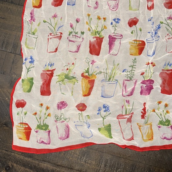 Vintage Silk Scarf Flowers in Flower Pots Gardening Theme by ECHO - Picture 6 of 12